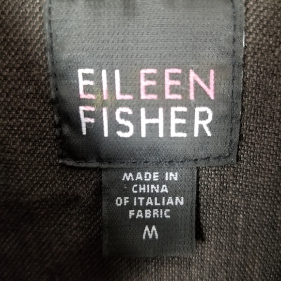 Eileen Fisher Linen Wool Blend Button Jacket Mandarin Collar Size Medium Brown - Picture 3 of 8
